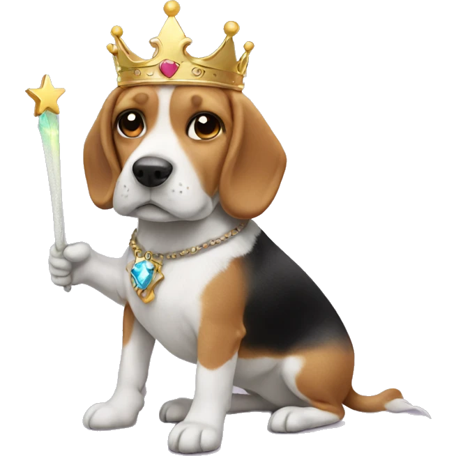 Fairy beagle with crown and wand  emoji
