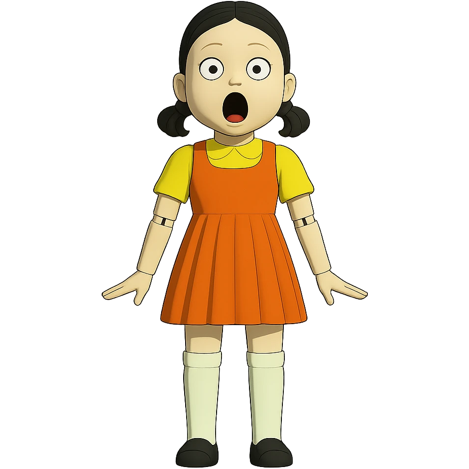 Change the expression to surprised with wide open eyes and mouth, keep the style and character the same, only modify eyes and mouth. emoji