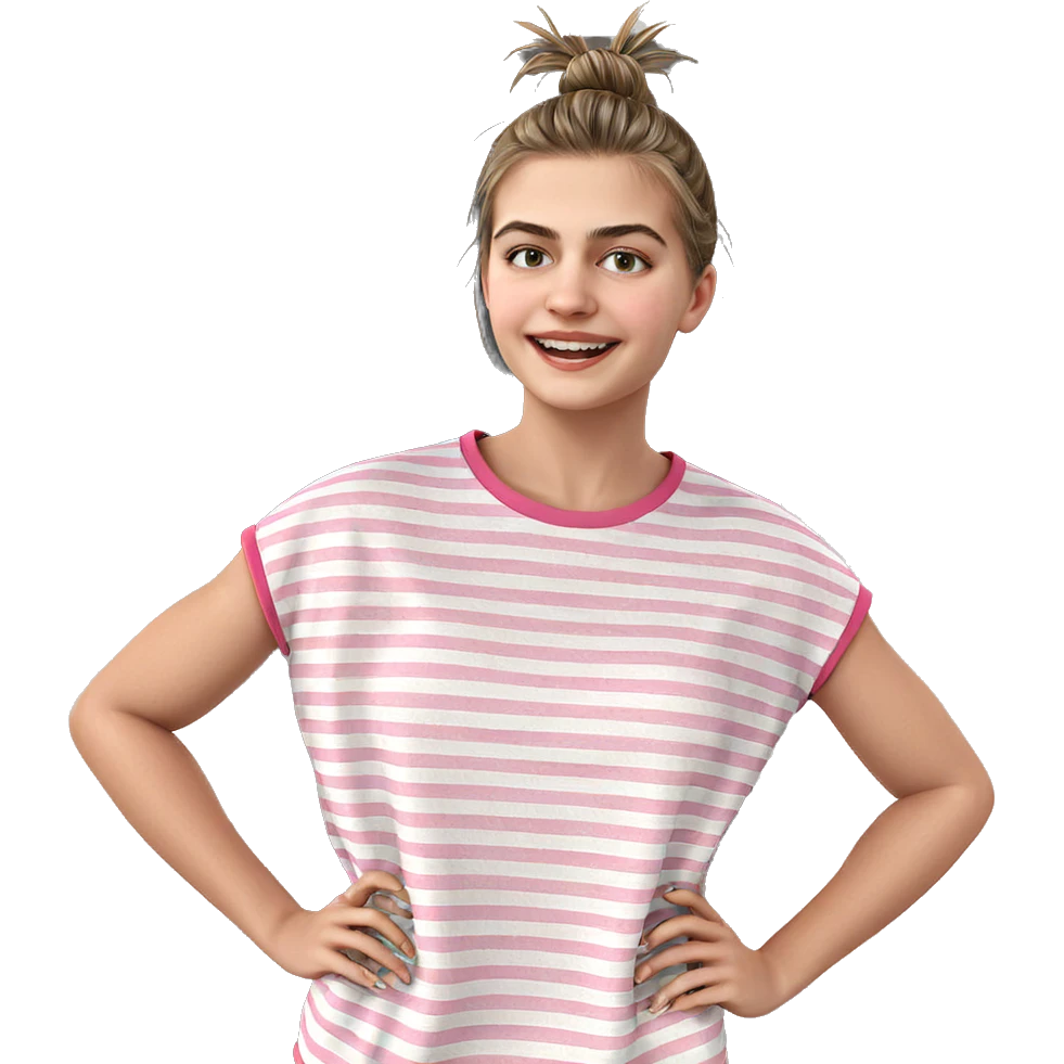 smiling girl in striped shirt emoji