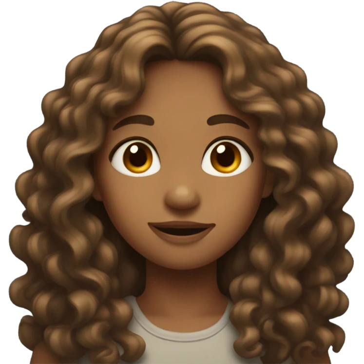 Girl with long curly brown hair emoji