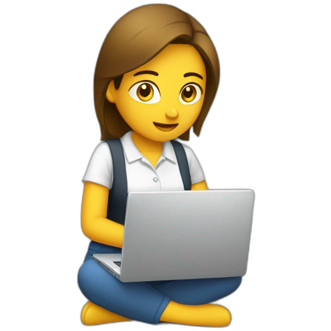 mujer morocha trabajando en compu emoji