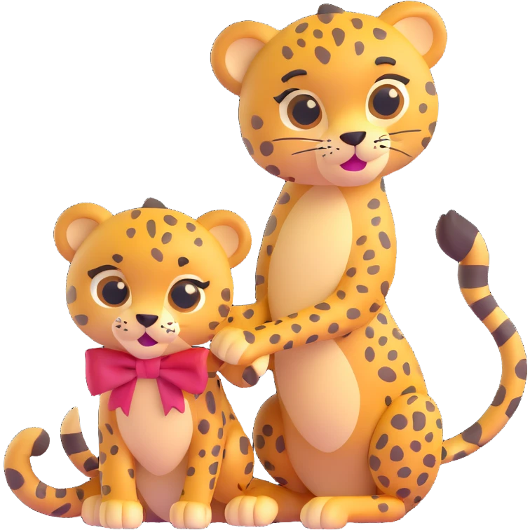 cheetah with a bow, playful pose emoji
