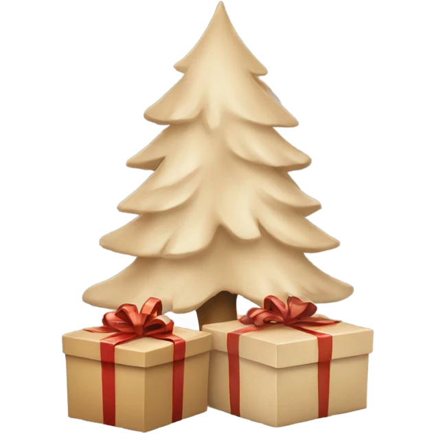 beige Christmas gifts under a beige tree emoji