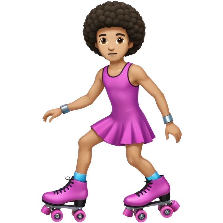 man afro hair disco dress and roller skate emoji
