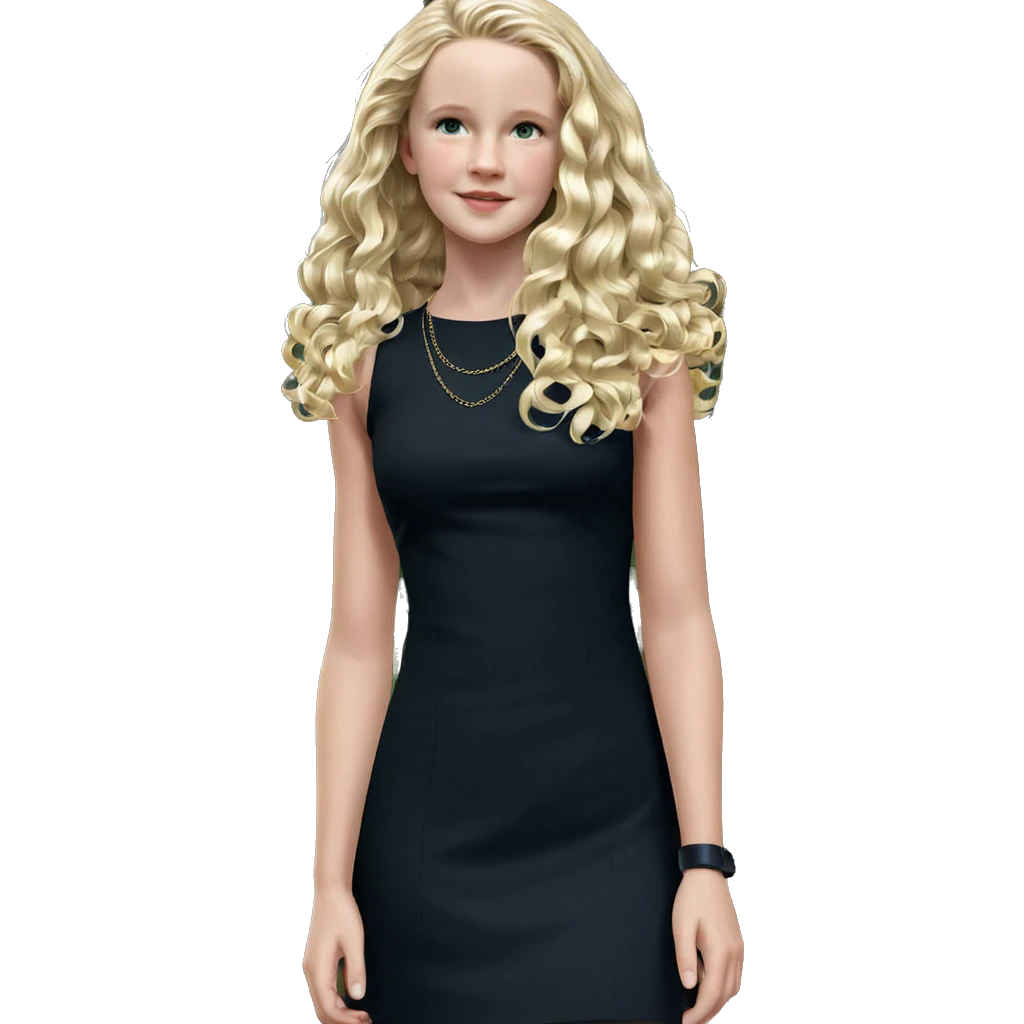 blonde girl in black dress emoji