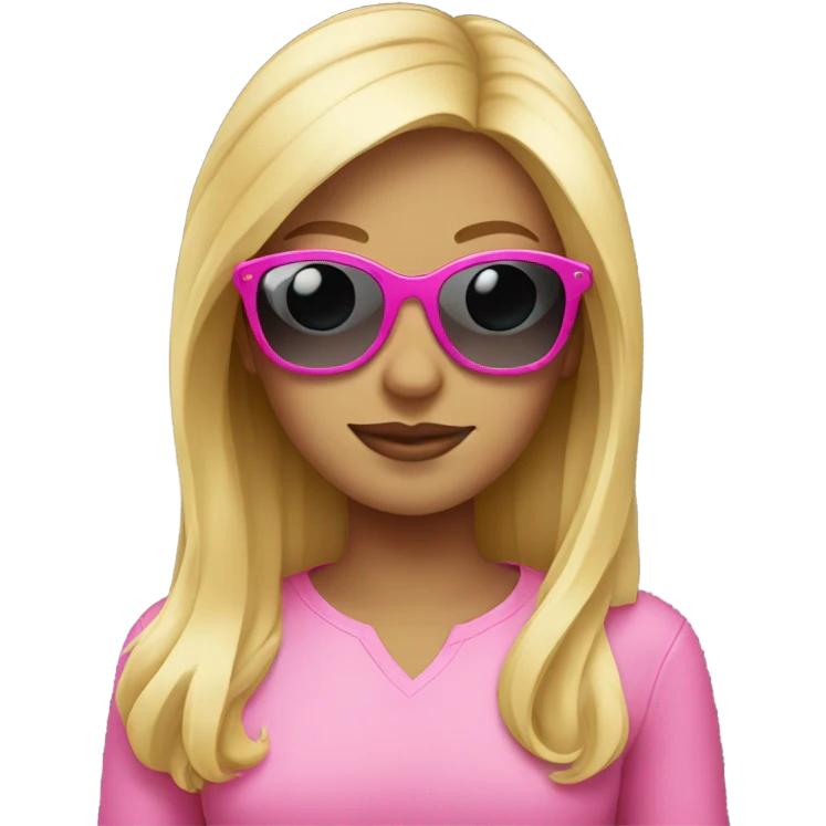 Blonde Girl with pink shirt and sunglasses emoji