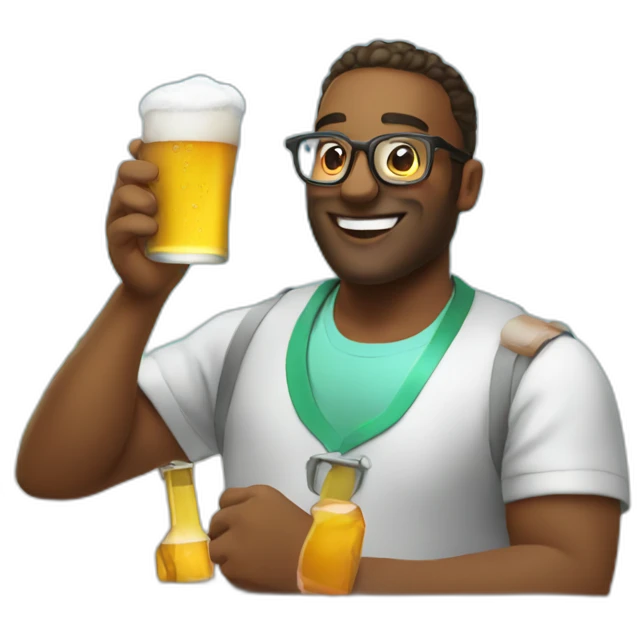 Chemist drinking beer in a party in the beach emoji