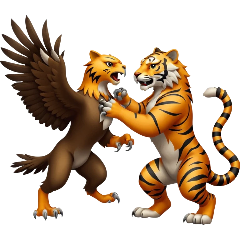 Eagle fighting tiger emoji