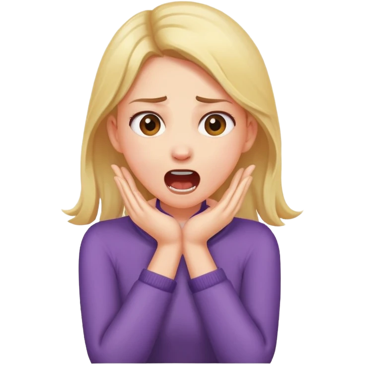 girl holding crossing her hands on her neck screaming  emoji