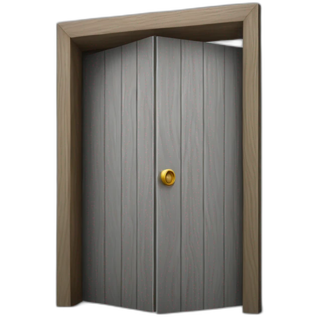 One gray wood open door perspective emoji