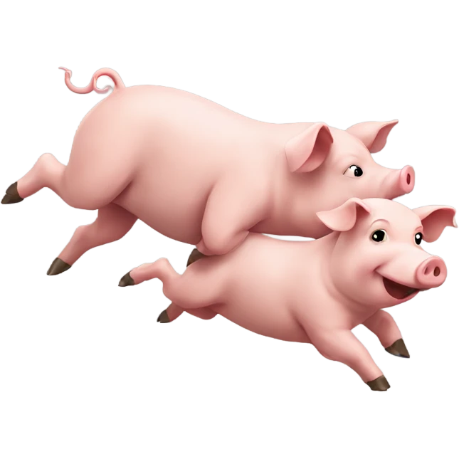 Pig chasing a persn emoji