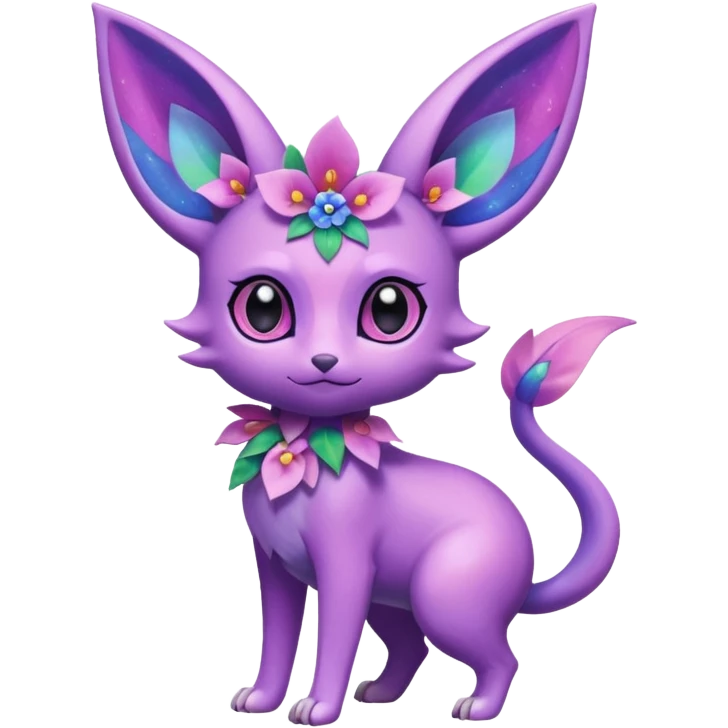 Colorful Floral-Painted Spring-Bloom Iridescent Cute Roserade-Espeon-Fakémon-creature (full body) emoji