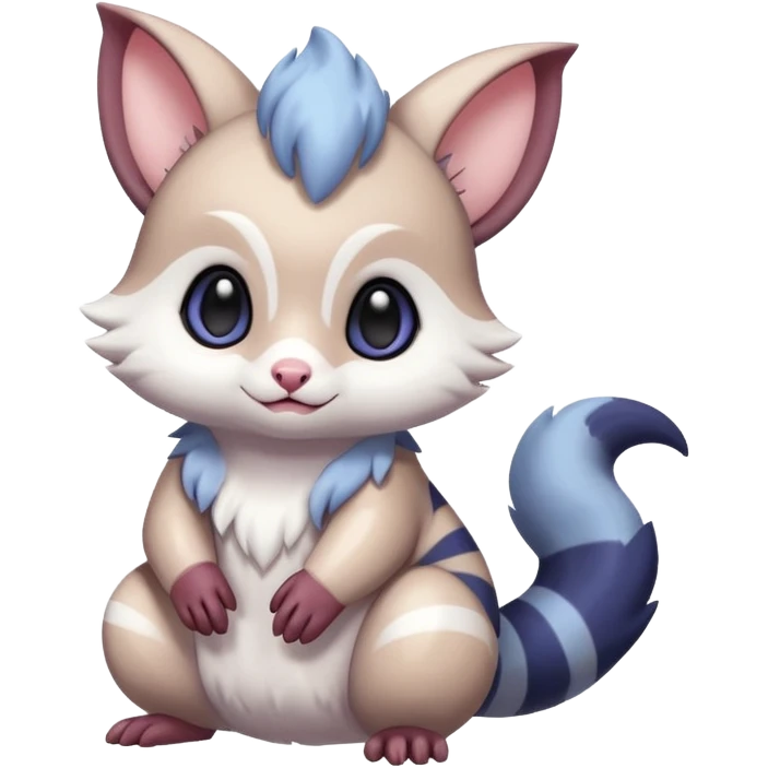 Shiny cute kawaii innocent baby Furret-Absol-Noibat-Hybrid (Full body) emoji