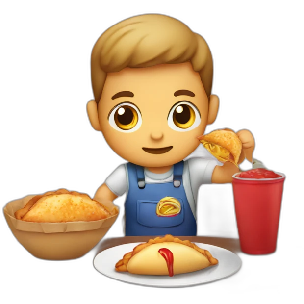 Niño Comiendo empanada en restaurante  emoji