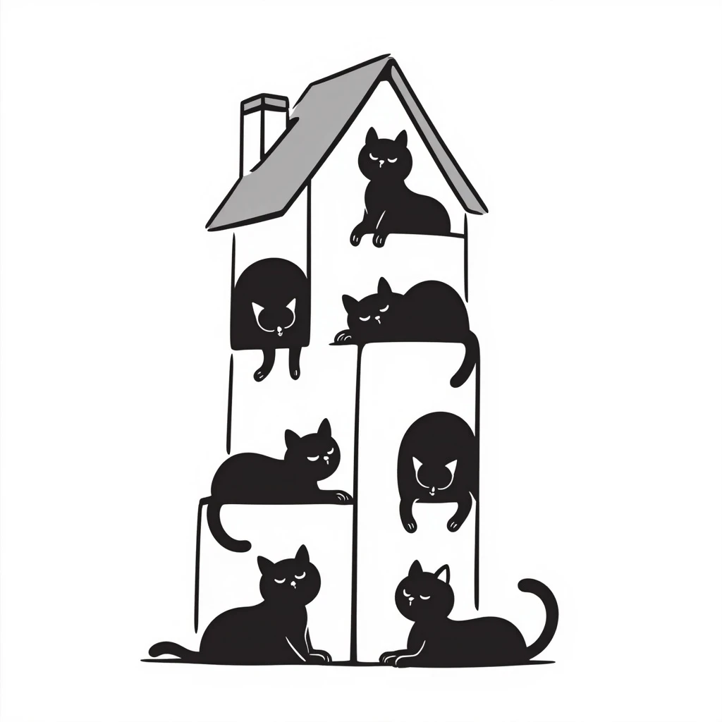 cats relaxing in a vertical playhouse emoji