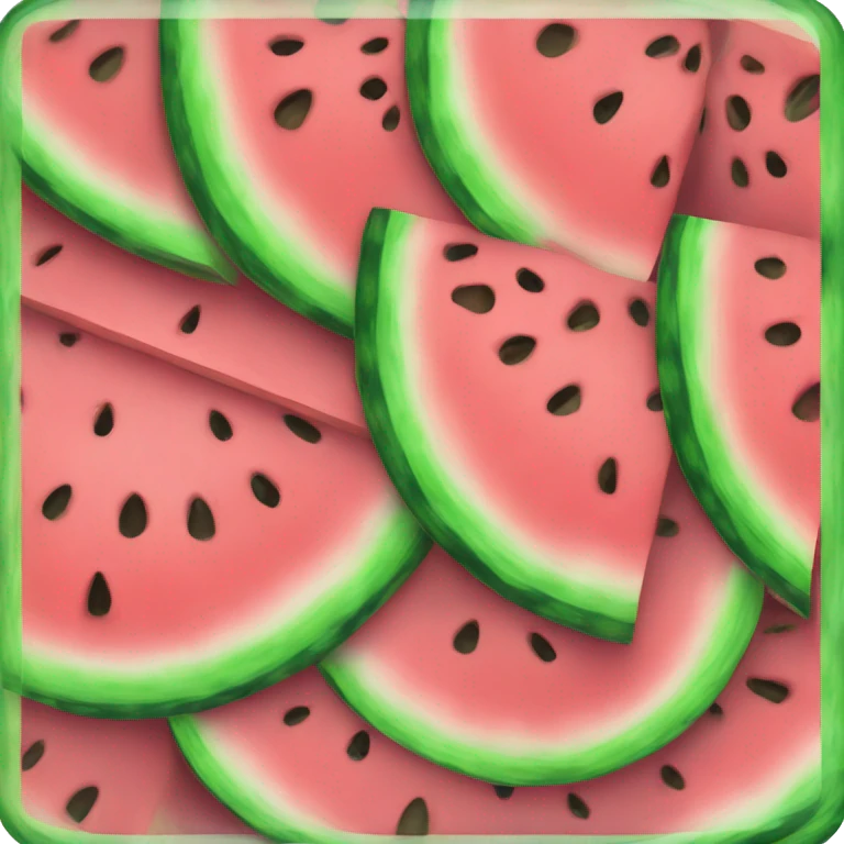 An emoji of three watermelon slices: one large slice, one medium slice, and one small slice, arranged together to showcase their different sizes emoji