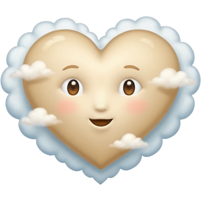 Soft beige heart with clouds emoji