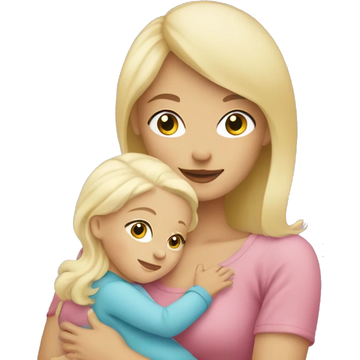 white blonde woman cuddling with baby girl  emoji