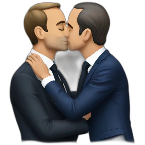 Macron and Zemmour kissing emoji