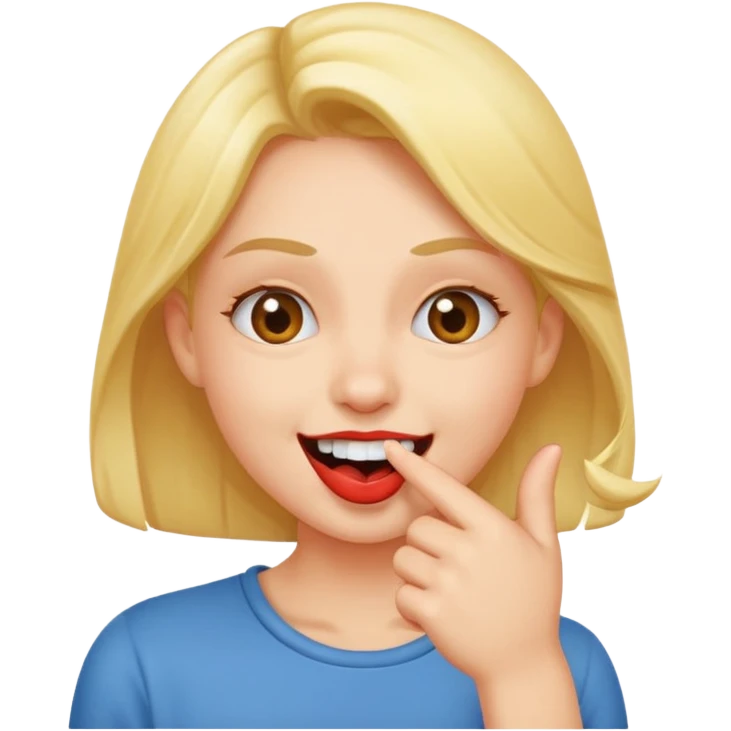a flirty giggle while biting you finger emoji