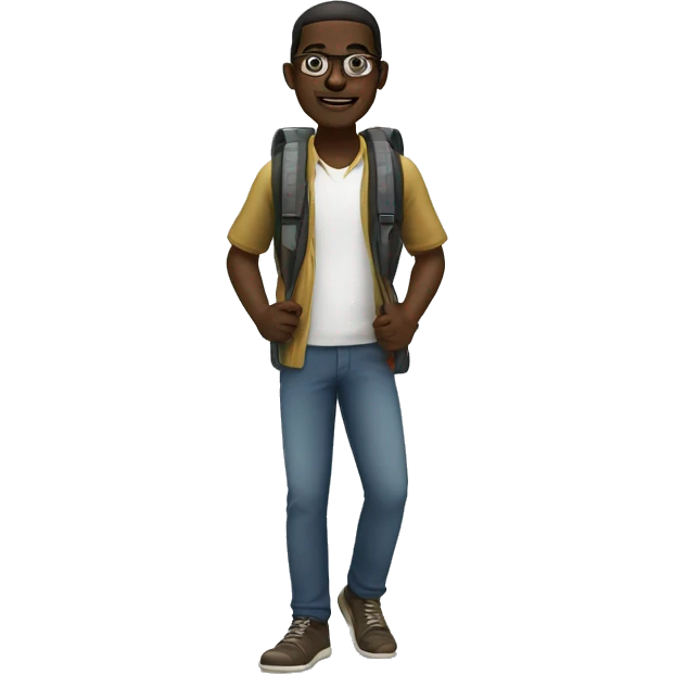 Black men from senegal with glass and  backpack emoji