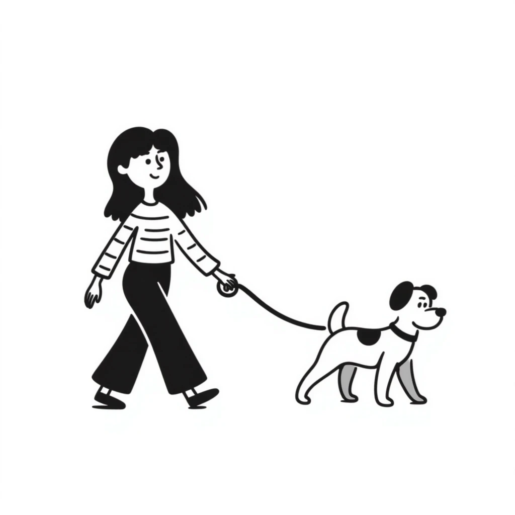 girl walking with her dog on a leash emoji