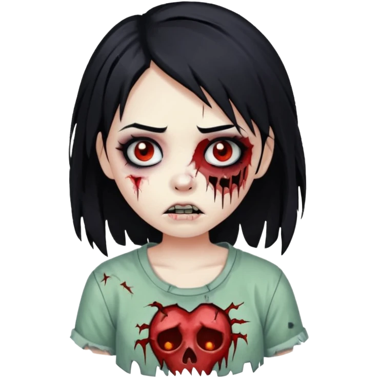 girl zombie with black hair emo emoji  emoji