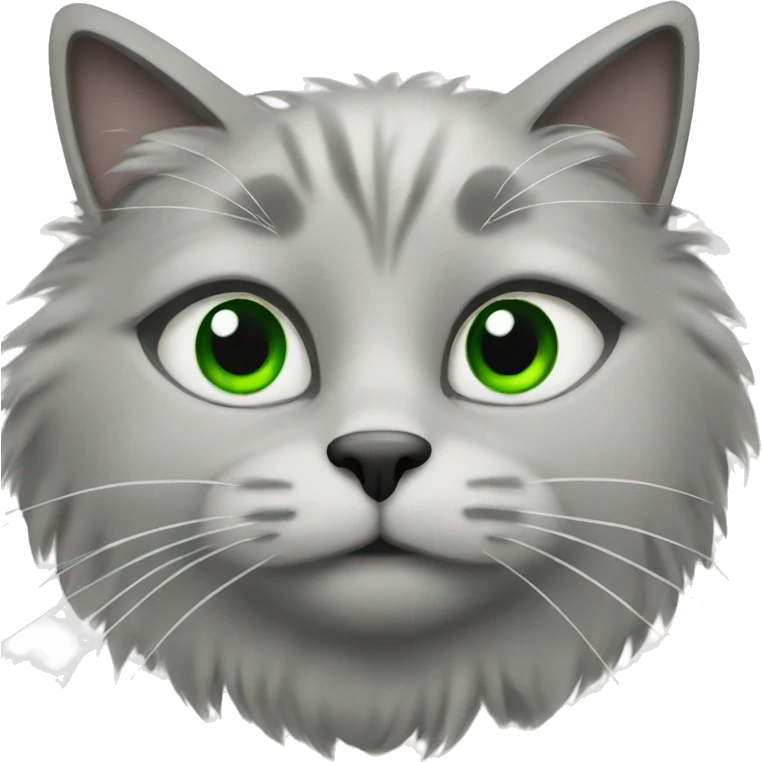 Fluffy gray cat with green eyes emoji