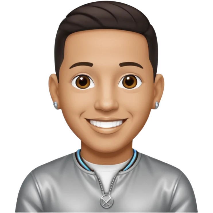 Daddy Yankee with dark brown hair, silver outfit emoji