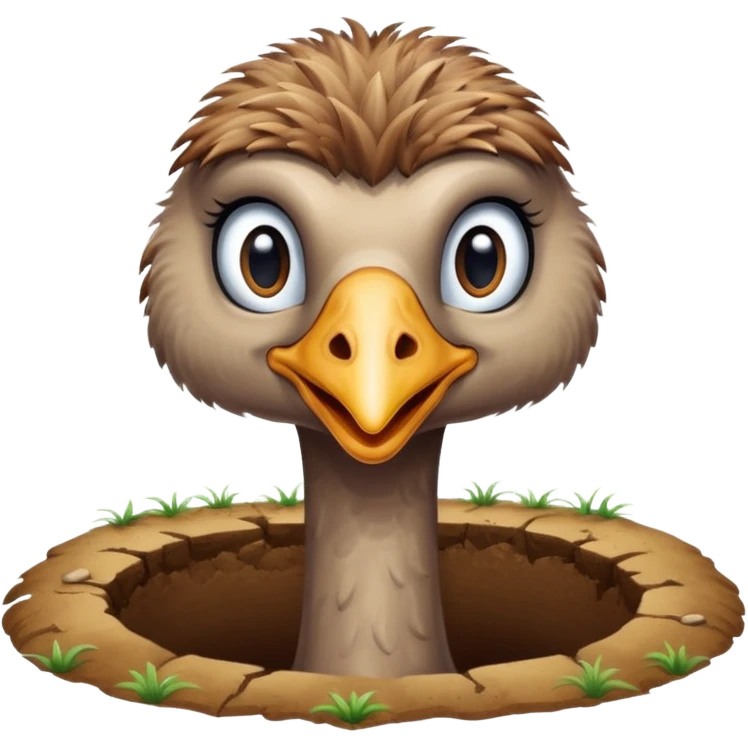 Ostrich with it's head inside a hole in the ground only it's body and neck visible emoji