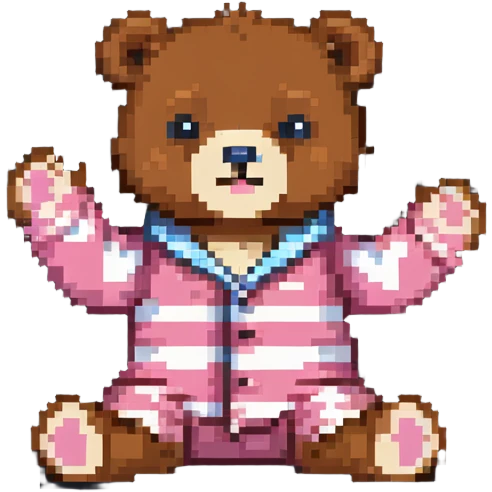 bear in pajamas sitting and waving emoji