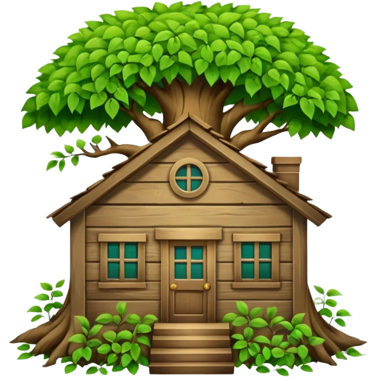house covered by tree emoji