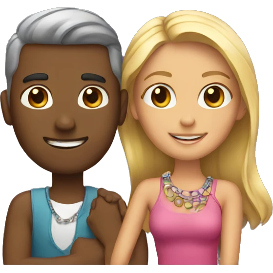 Couple wearing bracelet emoji