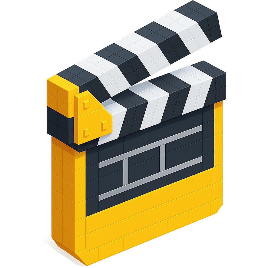 movie clapperboard with gold trim, isometric view emoji
