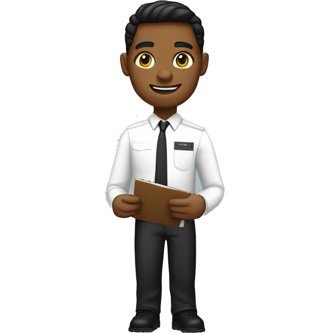 mormon missionary with one black nametag over the left side of the chest with a clipboard on hand, shown half of the body, completely white shirt emoji