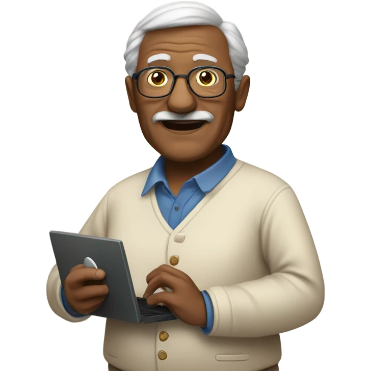 large elderly history teacher with belly computer mouse emoji
