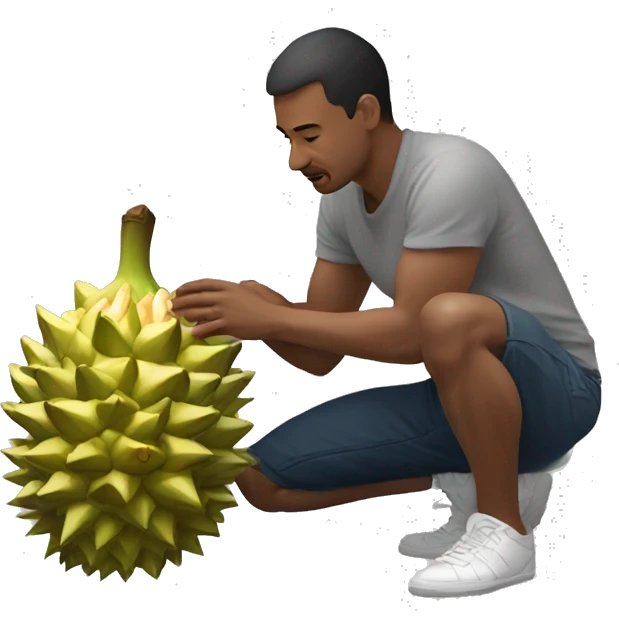 A man Kneeling on durian fruit emoji