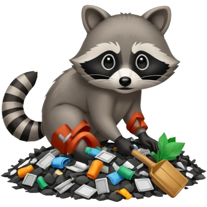 Raccoon diggin in garbage emoji