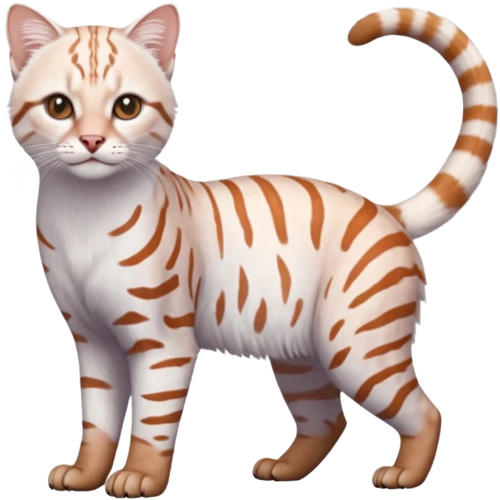Realistic albino albinism colorful shiny glossy smooth whitish pastel wild natural elegant lifelike Pallas-cat-ocicat-ocelot-Rusty-spotted-cat-fusion-hybrid-animal-creature, full body, hyper-realism emoji
