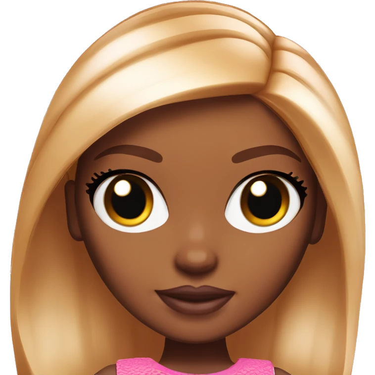 straight ginger hair brown Skin bratz Barbie with dark eyes emoji