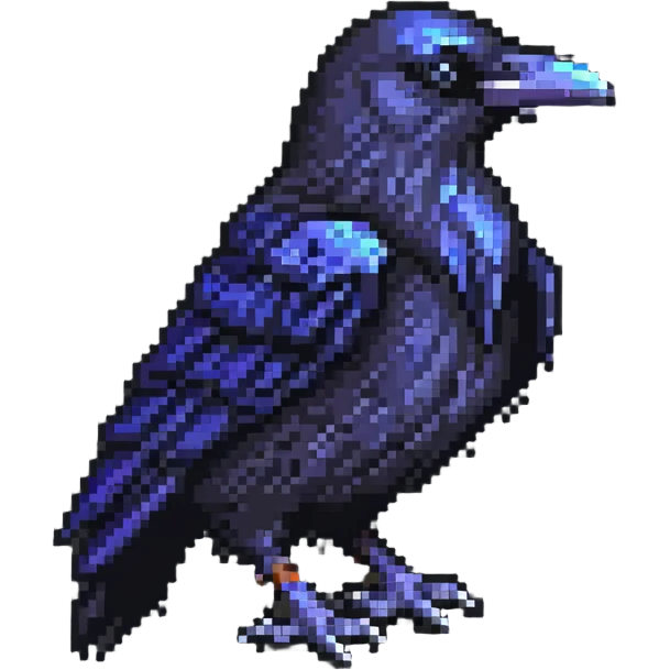 raven in pixel art style emoji