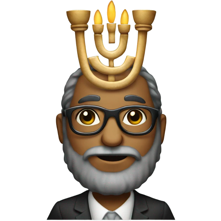 Rabbi wearing sunglasses carrying a menorah  emoji
