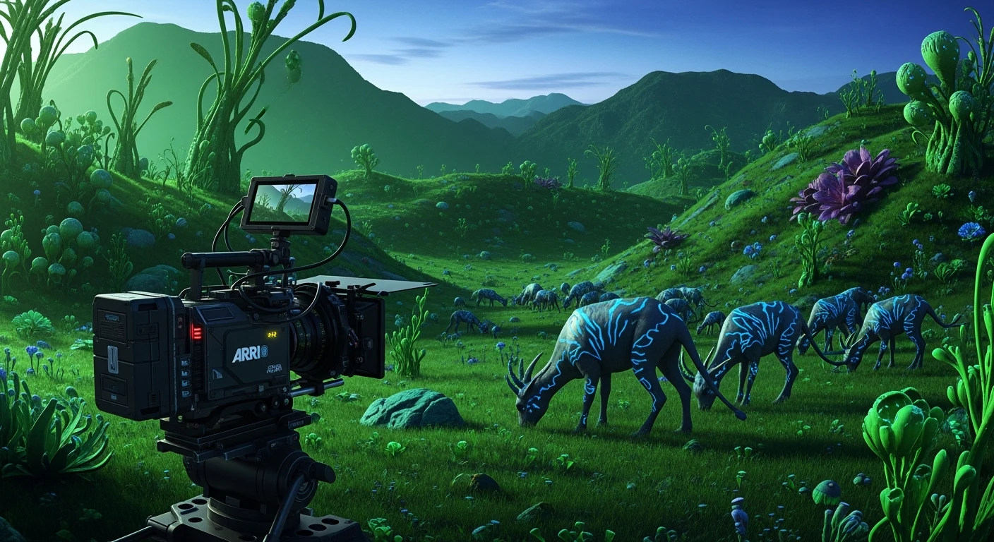 cinematic, green planet, inspired by StarWars movie, captured by arri alexa  emoji