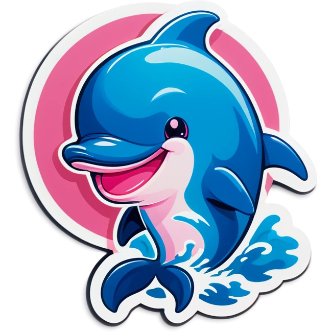 Cut dolphin with pink cheeks and a cute smile emoji