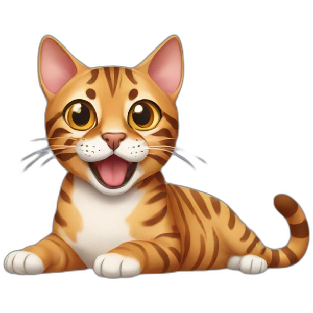 bengal cat with open mouth emoji