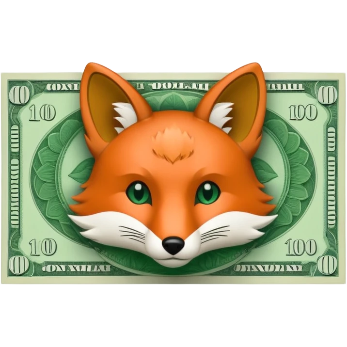 make 100 dollar bill with a small fox head outline in the middle emoji