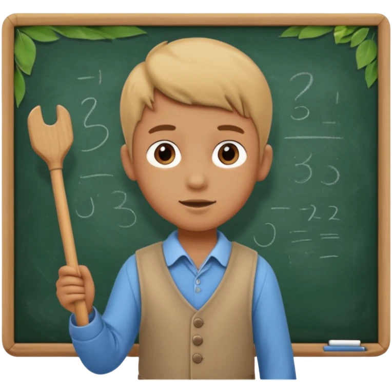 boy teaching with stick near board emoji