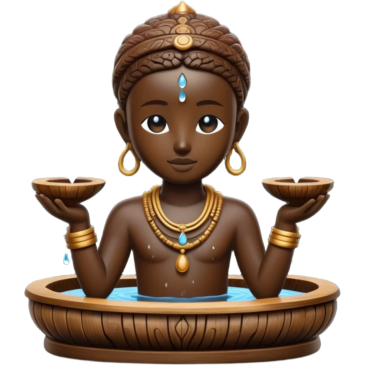 African wooden statue in a fountain  emoji