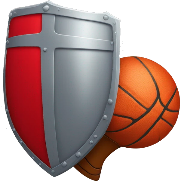 Shield with basketball held by a red knight emoji