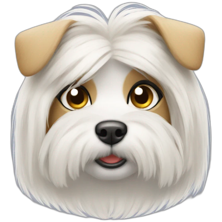 Maltese with two pony hair emoji